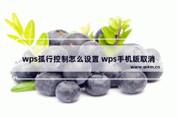 wps孤行控制怎么设置 wps手机版取消孤行控制