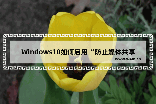 Windows10如何启用“防止媒体共享”功能？