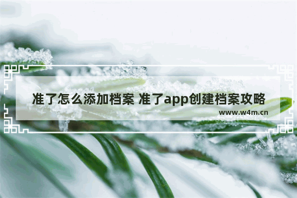 准了怎么添加档案 准了app创建档案攻略