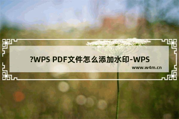 ?WPS PDF文件怎么添加水印-WPS PDF电脑版中添加水印的方法教程