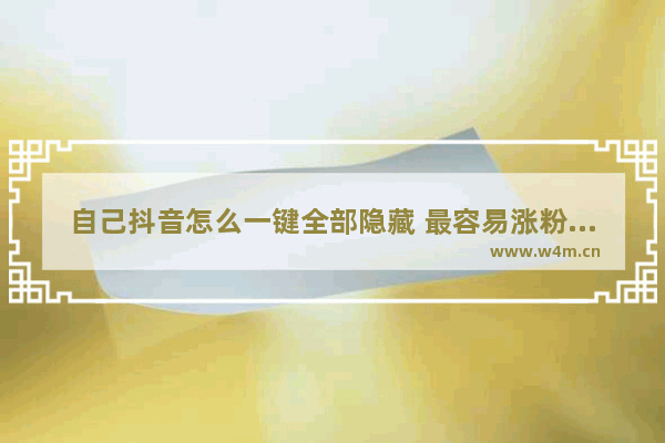 自己抖音怎么一键全部隐藏 最容易涨粉的短视频