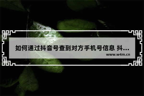 如何通过抖音号查到对方手机号信息 抖音教你查一个人的定位