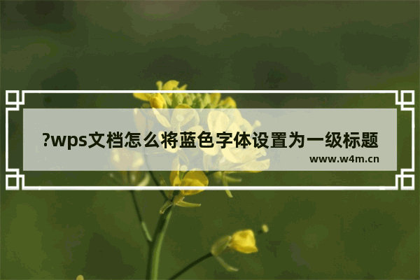 ?wps文档怎么将蓝色字体设置为一级标题-wps文档将文字设置为一级标题的方法