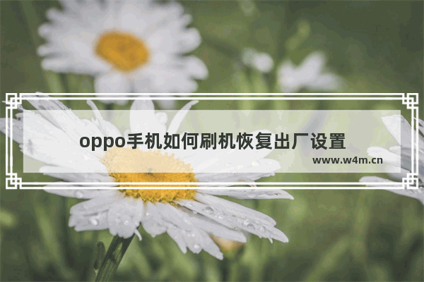 oppo手机如何刷机恢复出厂设置