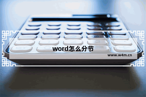 word怎么分节