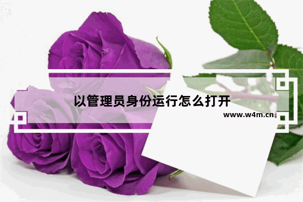 以管理员身份运行怎么打开