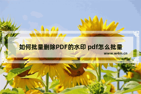 如何批量删除PDF的水印 pdf怎么批量删除水印