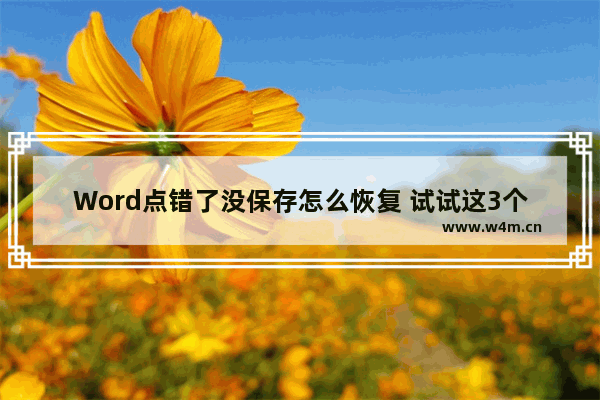 Word点错了没保存怎么恢复 试试这3个方法