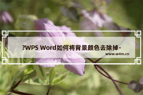 ?WPS Word如何将背景颜色去除掉-WPS文档中删除页面背景颜色的方法教程