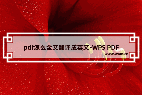 pdf怎么全文翻译成英文-WPS PDF翻译整个文档的方法