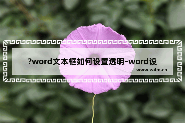 ?word文本框如何设置透明-word设置透明文本框的方法