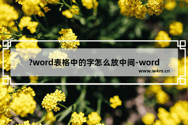 ?word表格中的字怎么放中间-word表格文字居中对齐的方法