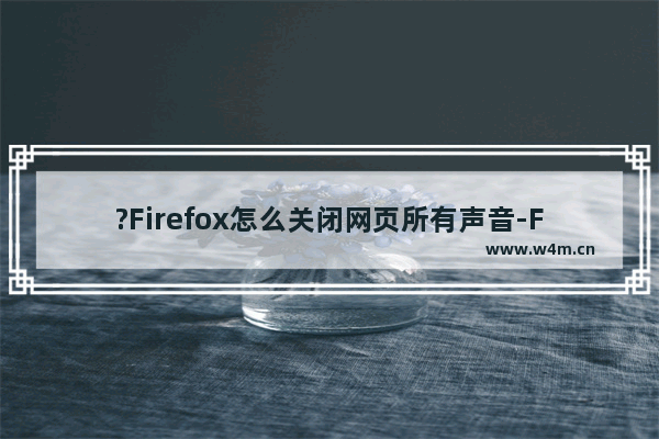 ?Firefox怎么关闭网页所有声音-Firefox火狐浏览器静音标签页的方法教程