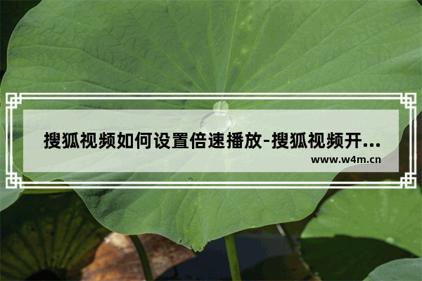 搜狐视频如何设置倍速播放-搜狐视频开启视频倍数播放的方法