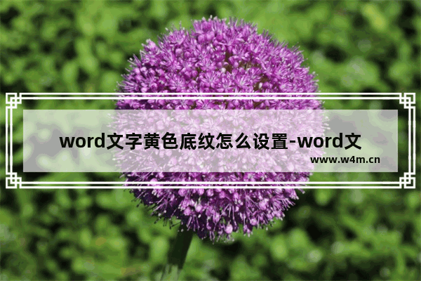 word文字黄色底纹怎么设置-word文字添加黄色底纹的方法