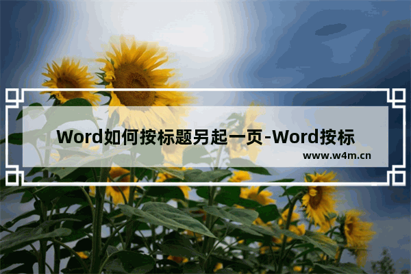 Word如何按标题另起一页-Word按标题另起一页的方法