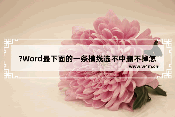 ?Word最下面的一条横线选不中删不掉怎么办-Word文档删除最下面的横线的方法教程