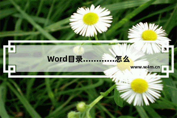 Word目录............怎么打-Word目录打出............的方法