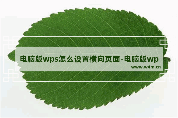 电脑版wps怎么设置横向页面-电脑版wps设置横向页面方法