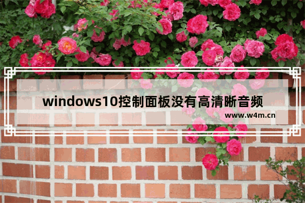 windows10控制面板没有高清晰音频管理器怎么办 windows10控制面板没有高清晰音频管理器原因