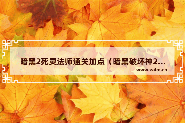 暗黑2死灵法师通关加点（暗黑破坏神2死灵法师最实用的攻略）