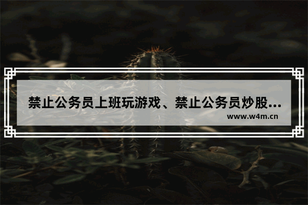 禁止公务员上班玩游戏、禁止公务员炒股、看视频不能只靠纪委管理