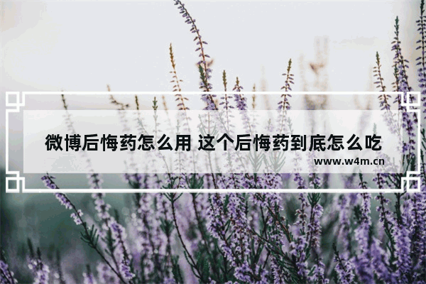 微博后悔药怎么用 这个后悔药到底怎么吃