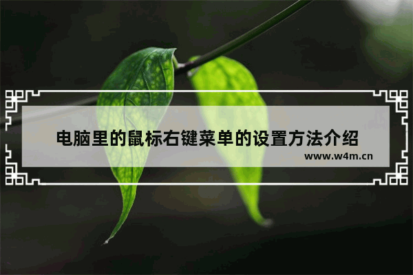 电脑里的鼠标右键菜单的设置方法介绍