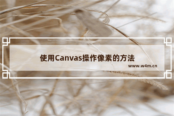 使用Canvas操作像素的方法