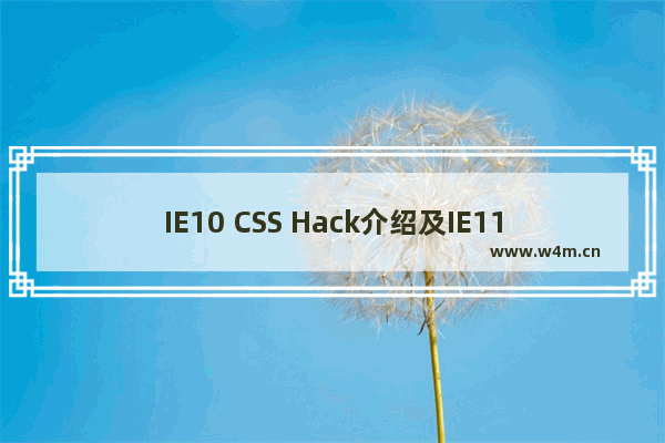 IE10 CSS Hack介绍及IE11的CSS Hack提前了解