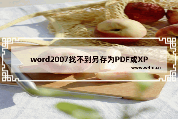 word2007找不到另存为PDF或XPS怎么办？