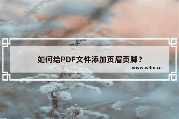 如何给PDF文件添加页眉页脚？