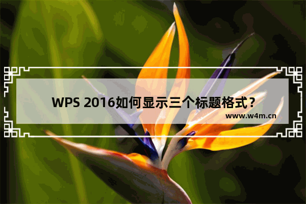 WPS 2016如何显示三个标题格式？