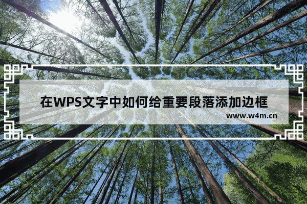 在WPS文字中如何给重要段落添加边框