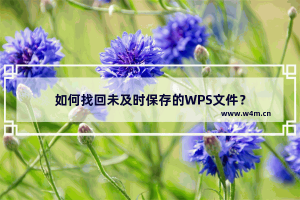 如何找回未及时保存的WPS文件？