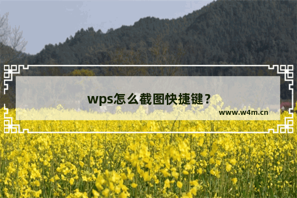 wps怎么截图快捷键？