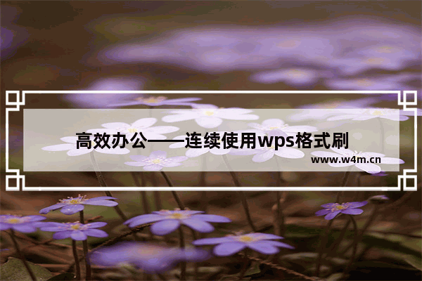 高效办公——连续使用wps格式刷