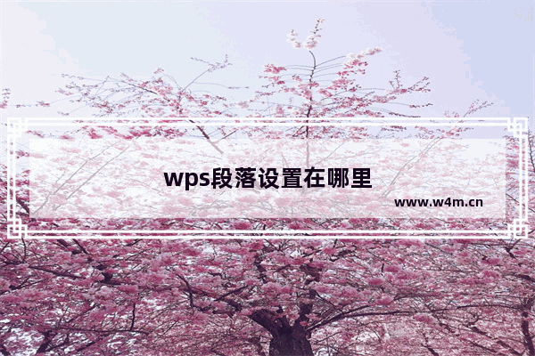 wps段落设置在哪里