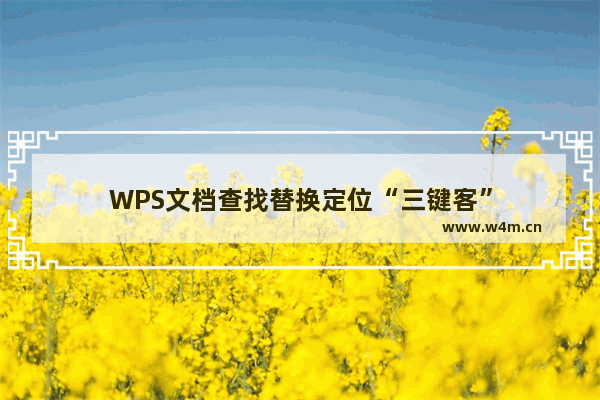 WPS文档查找替换定位“三键客”