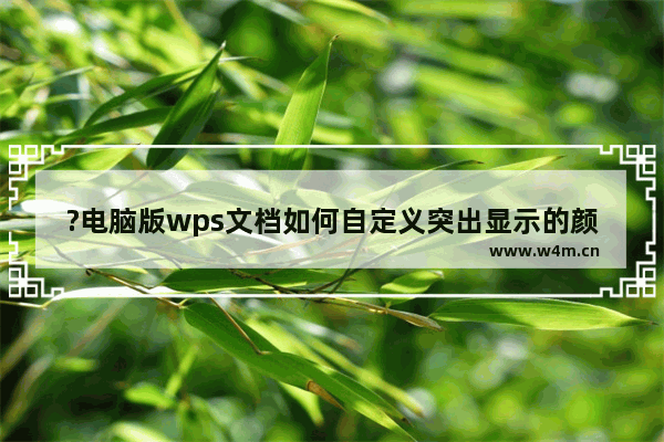 ?电脑版wps文档如何自定义突出显示的颜色