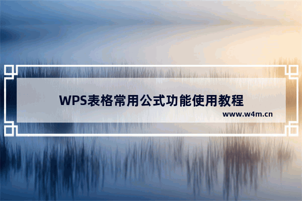 WPS表格常用公式功能使用教程