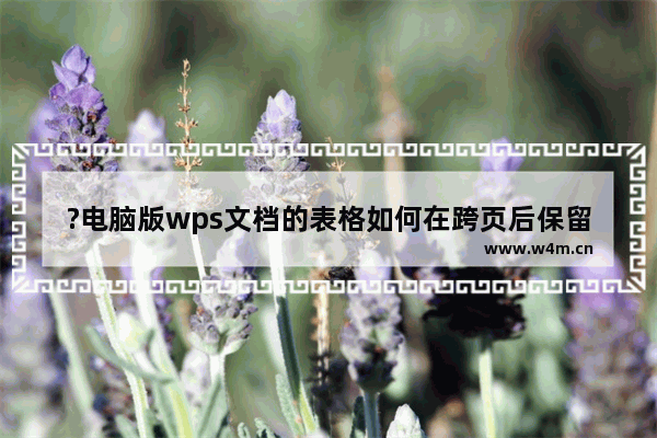 ?电脑版wps文档的表格如何在跨页后保留标题行