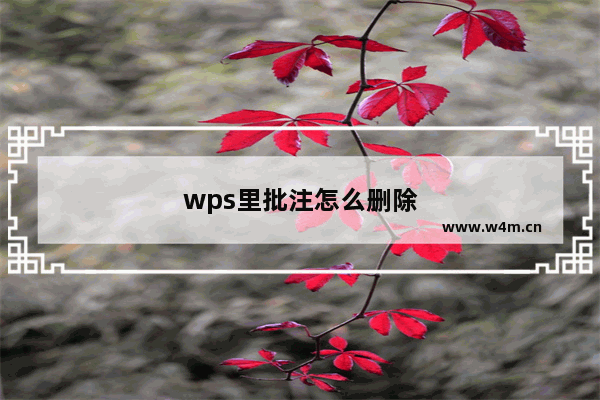 wps里批注怎么删除