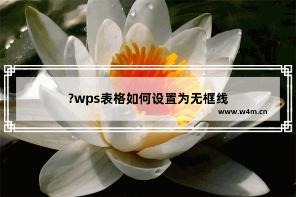 ?wps表格如何设置为无框线