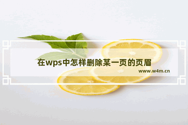 在wps中怎样删除某一页的页眉