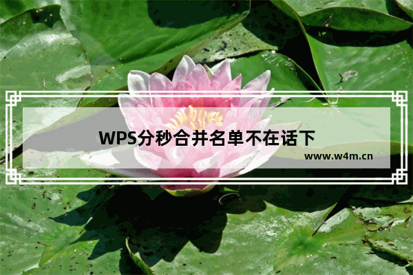 WPS分秒合并名单不在话下