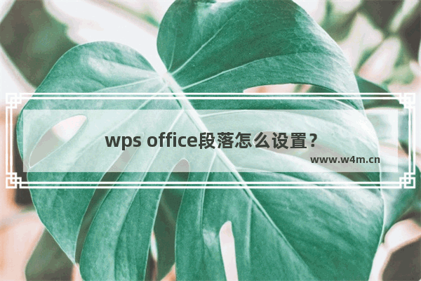 wps office段落怎么设置？