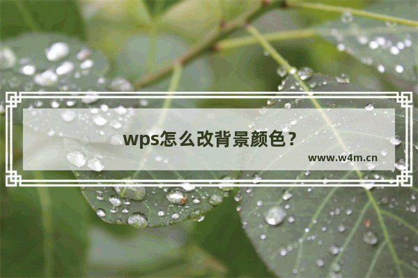 wps怎么改背景颜色？