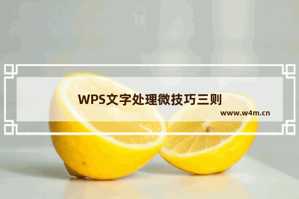 WPS文字处理微技巧三则