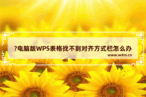 ?电脑版WPS表格找不到对齐方式栏怎么办